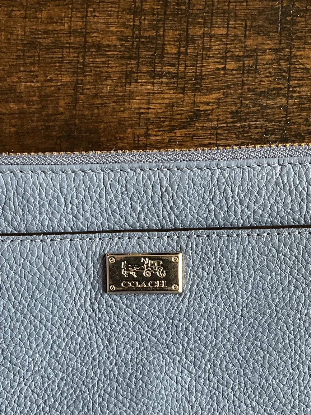 Coach Powder Blue Pebbled Leather Crossbody with Matching Wristlet